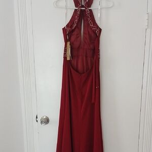 Elegant Backless Red Evening Dress